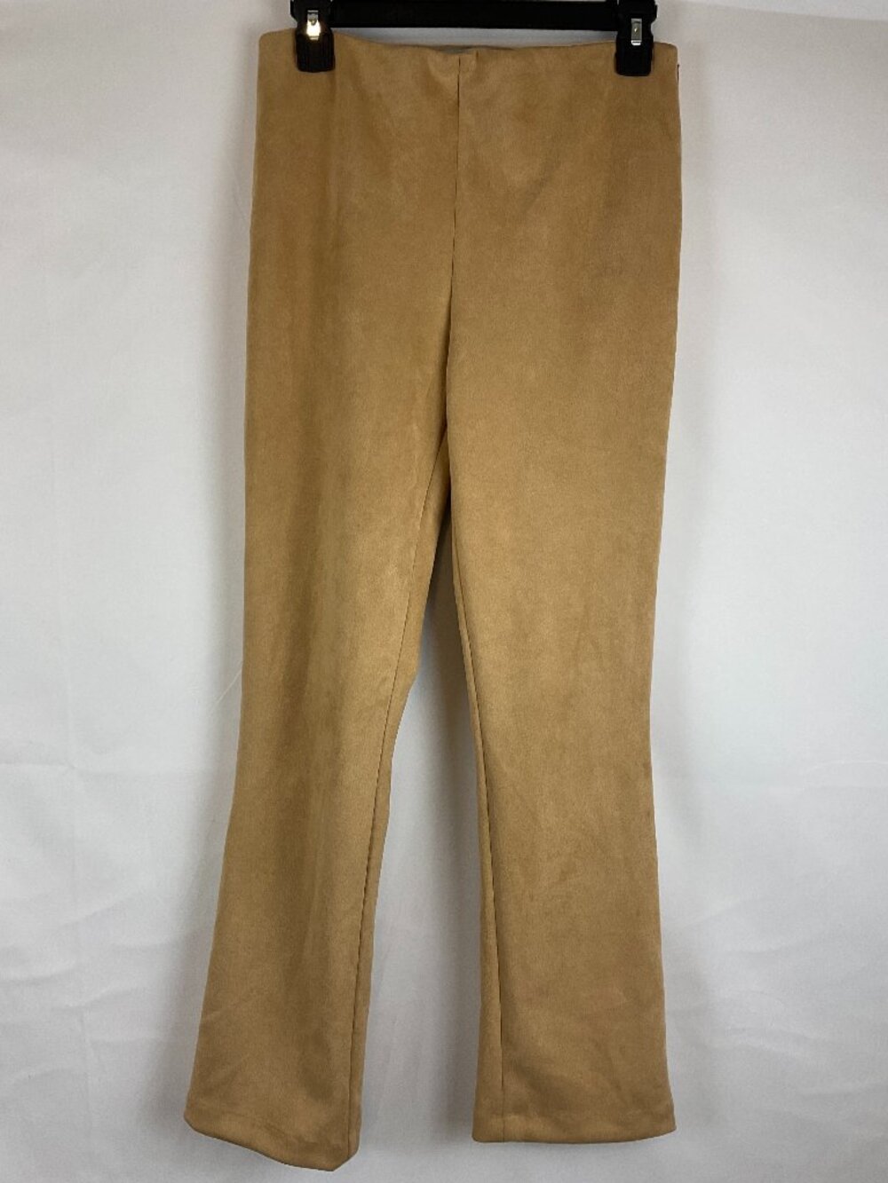 Tuckernuck Pants M Camel Tan Faux Suede Stretch Side Zipper Straight Leg